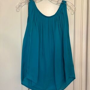 H by Halston Teal Sleeveless Gathered-Neck Blouse